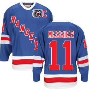 Herren New York Rangers Eishockey Trikot Mark Messier #11 Authentic Throwback Königsblau CCM 75TH